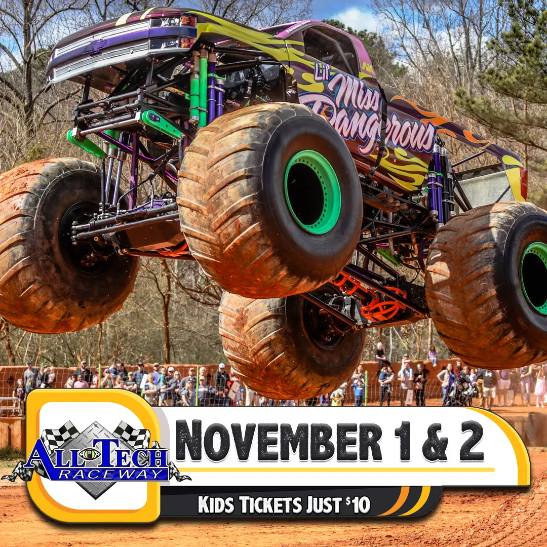 All Star Monster Truck Tour invades All Tech Raceway for the first time ever, Friday and Saturday November 1 & 2.